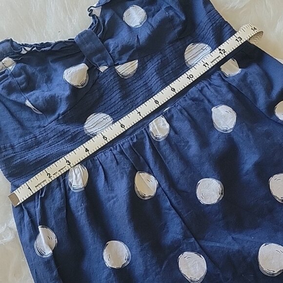HOLLISTER Blue White Polka-Dot Strapless Ruffle Mini Boho Preppy Summer Dress M - Picture 7 of 8